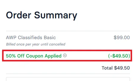 Awpcp 50% off coupon